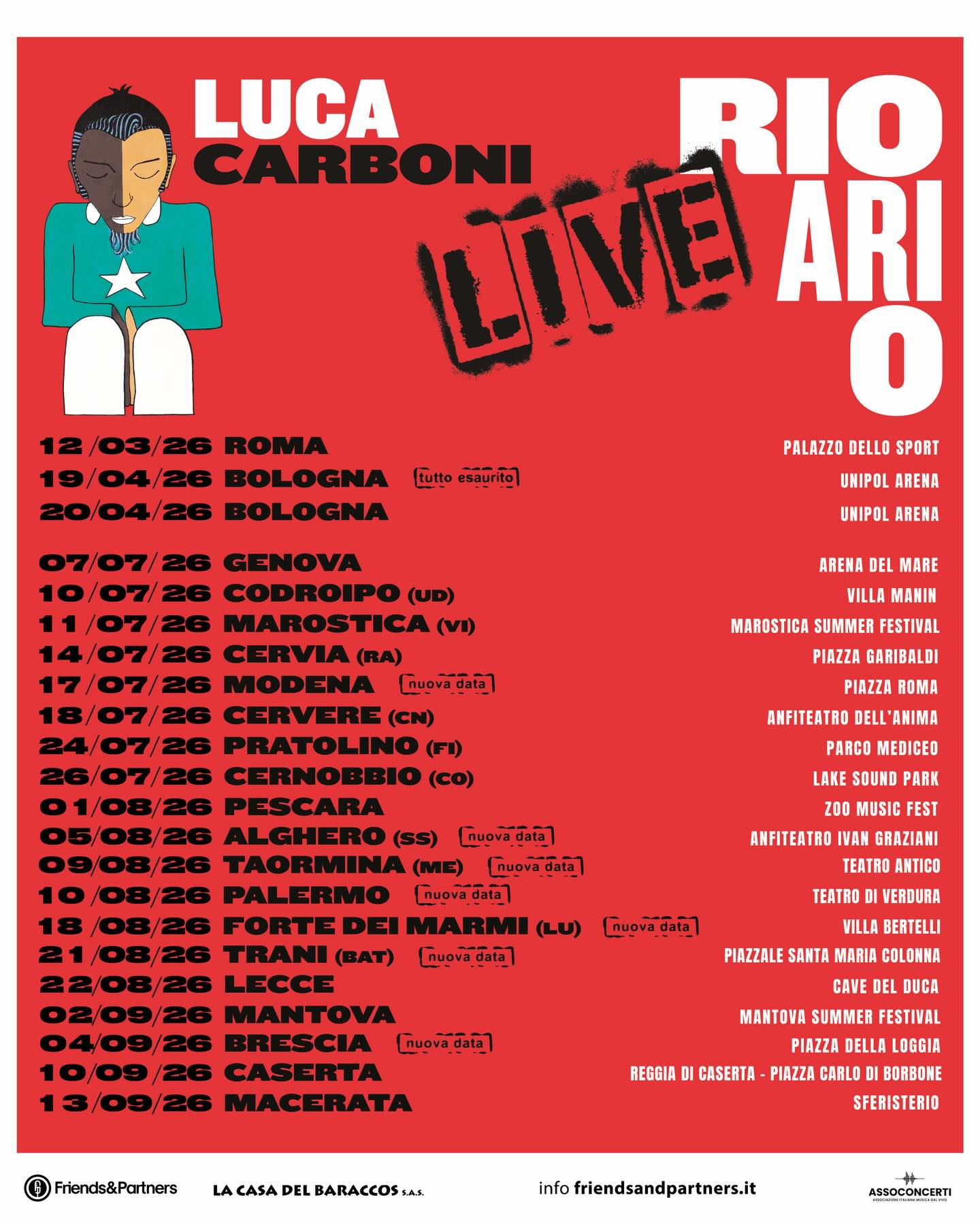 Luca Carboni RIO ARI O LIVE TOUR Poster 2026